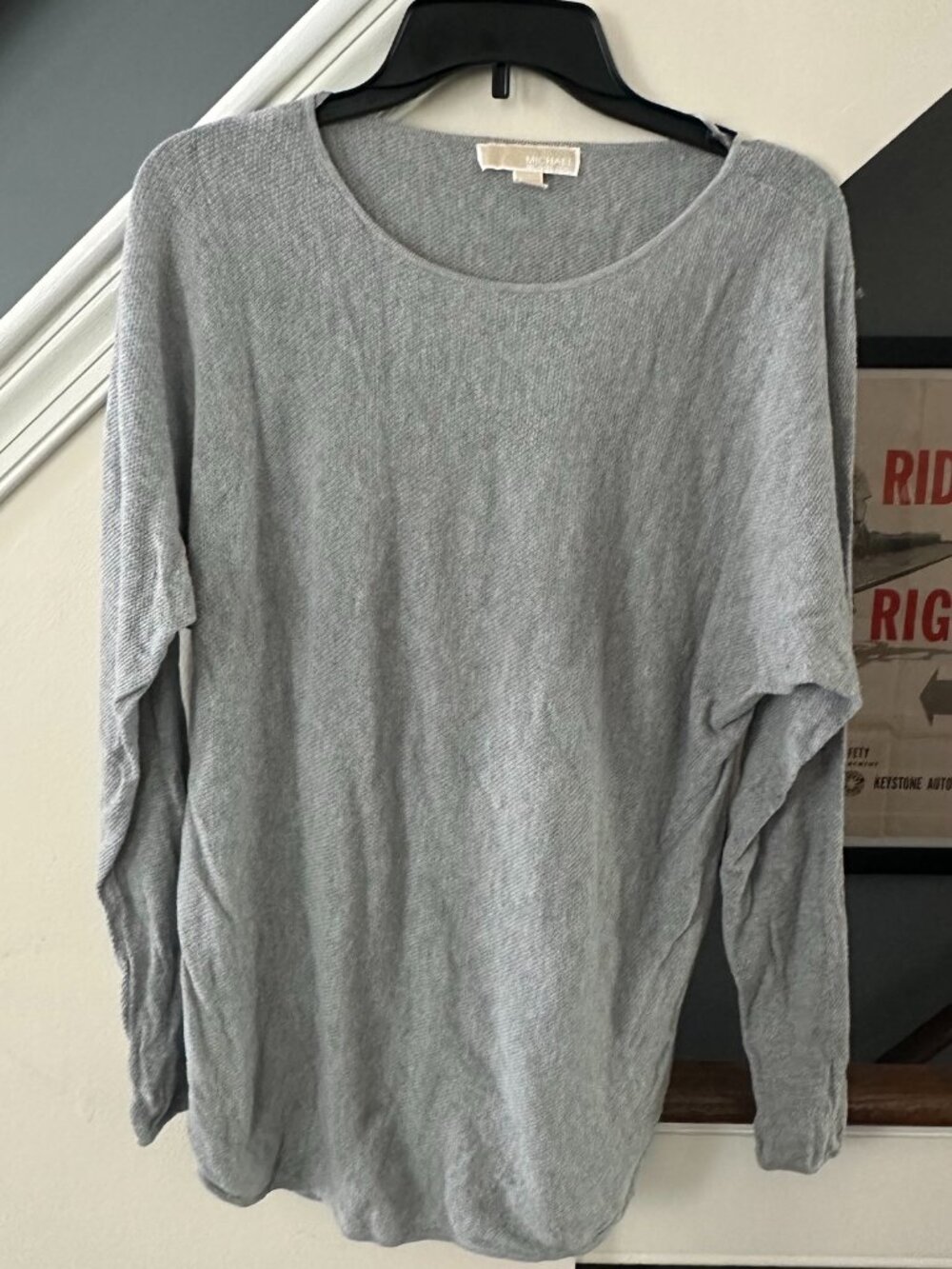 MICHAEL Michael Kors Knit Sweater Gray TUNIC Size M Curved Hem